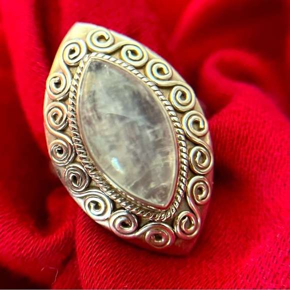 Designer Doug Paulus Sterling Silver Rainbow Moonstone Statement Ring SZ 8 - Picture 1 of 7
